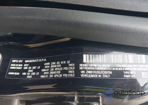 2018 Maserati Levante Gransport из США, поврежденный, VIN ZN661XUS0JX269764